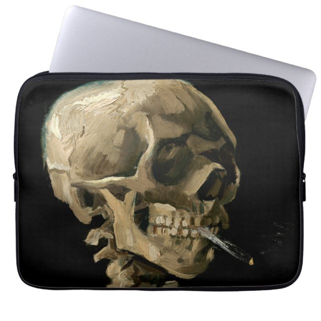 Funda Para Portátil Vincent van Gogh - Calavera con cigarrillo en llam (Frente)