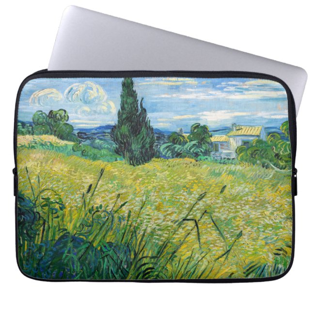 Funda Para Portátil Vincent van Gogh - Campo de Trigo Verde con Cypres (Frente)