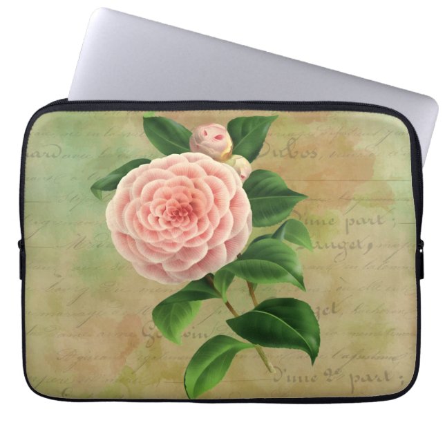Funda Para Portátil Viñeta Camellia Botánica Francesa (Frente)