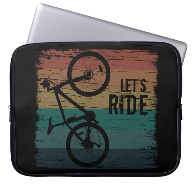 Funda Para Portátil Viñeta de ciclismo de montaña (Frente)