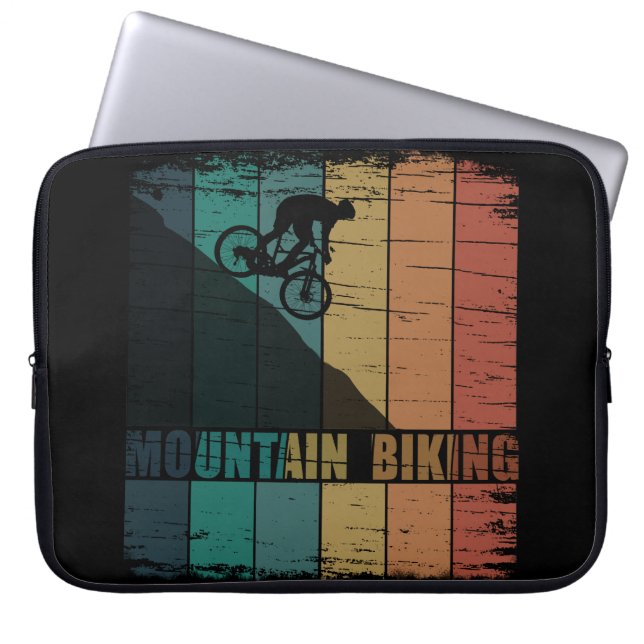 Funda Para Portátil Viñeta de ciclismo de montaña (Frente)