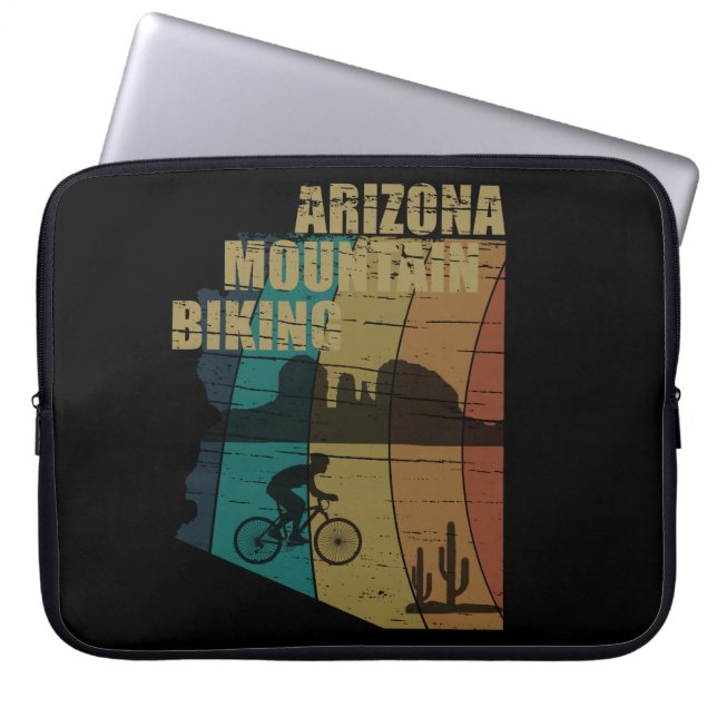 Funda Para Portátil Viñeta de ciclismo de montaña de Arizona (Frente)