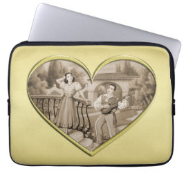 Funda Para Portátil Viñeta Romance, hombre y mujer, oro