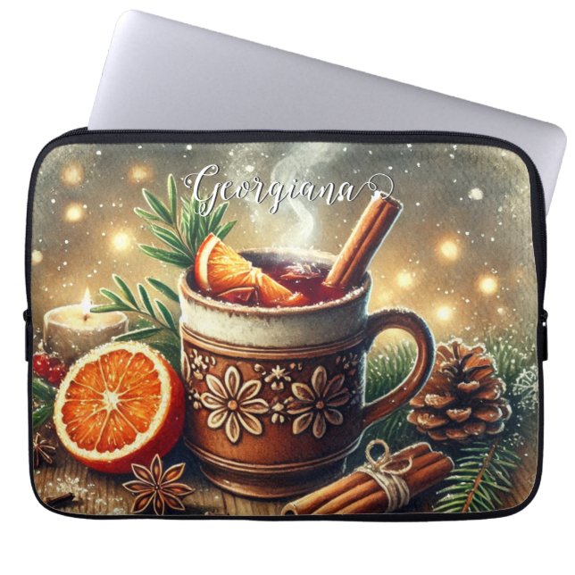 Funda Para Portátil Vino extraído del mercado navideño tradicional (Frente)