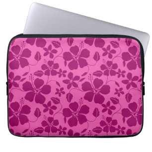 FUNDA PARA PORTÁTIL VINO TINTO BURGUNDY HULA HAWAIANA (HIBISCO)