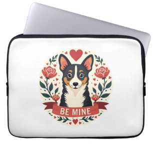 Funda Para Portátil Vintage Be Mine Corgi San Valentín Floral Arte Fol