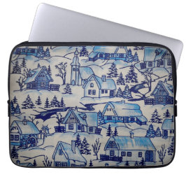 Funda Para Portátil Vintage Blue Navidades Holiday Village