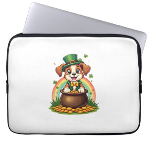 Funda Para Portátil Vintage Cachorro Lucky Leprechaun Arcoíris Olla de