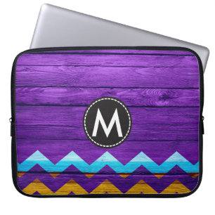 Funda Para Portátil Vintage Color Chevron Stripes Wood #20