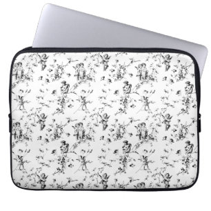 Funda Para Portátil Vintage Cupid Angels Floral Black White Toile