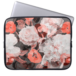 Funda Para Portátil vintage de arte blurado monocromo y rojo colorido,