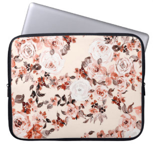 Funda Para Portátil Vintage de color de agua sin costura, marrón