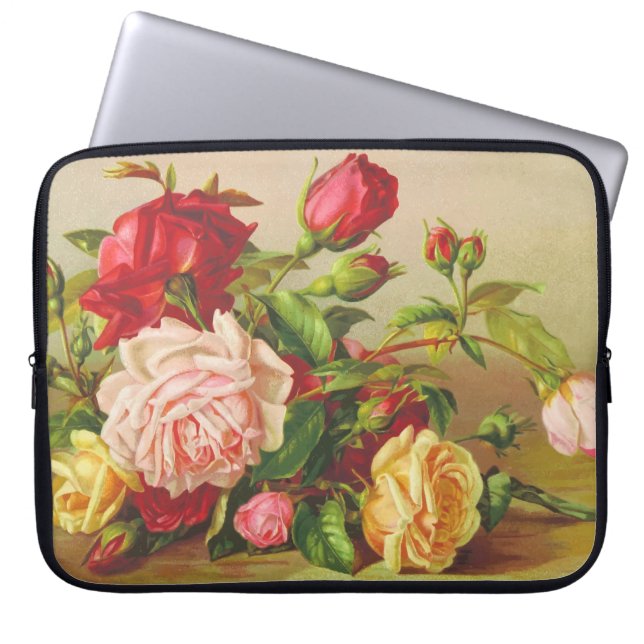 Funda para portátil vintage de rosas (Frente)