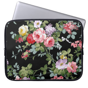Funda Para Portátil Vintage Elegant Girly Pink Red Roses Pattern
