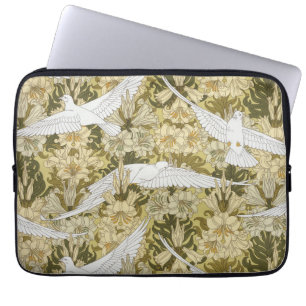 Funda Para Portátil Vintage Estampado Floral Verde Salvia Paloma y Lir