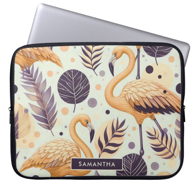 Funda Para Portátil Vintage Flamingo Seamless (Frente)