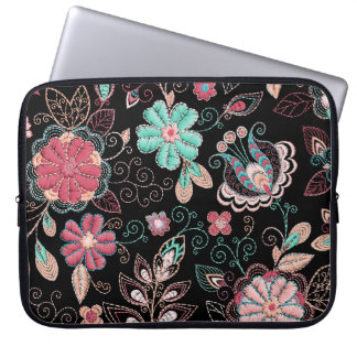 Funda Para Portátil Vintage Floral Embroidery Dark Pattern