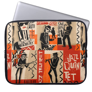 Funda Para Portátil vintage fresco de poster de banda de jazz con trum