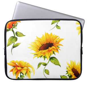 Funda Para Portátil Vintage Hand Drawn Sunflower Watercolor
