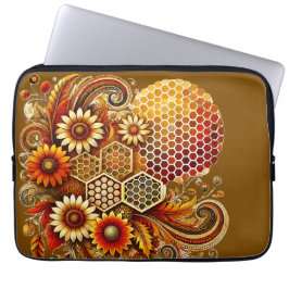 Funda Para Portátil Vintage Honeycomb y Floral Laptop Sleeve