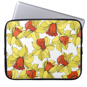 Funda Para Portátil vintage Narcissus flor floral botánica Amarillo a