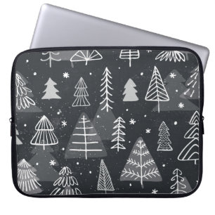 Funda Para Portátil Vintage sin costura con árboles de navidad.