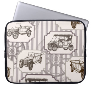Funda Para Portátil Vintage sin costura con retro-auto vintage