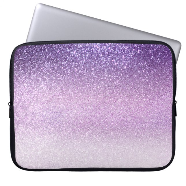 Funda Para Portátil Violet Lilac Pastel Purple Triple Glitter Ombre (Frente)