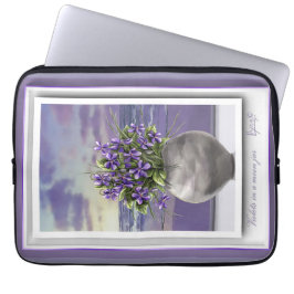 Funda Para Portátil violetas en tarro lunar