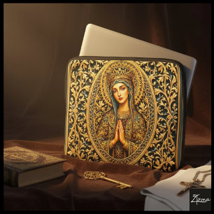 Funda Para Portátil Virgen María Reverencia Dorada
