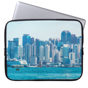 Funda Para Portátil Vista del puerto de Hong Kong a la hora del día. a