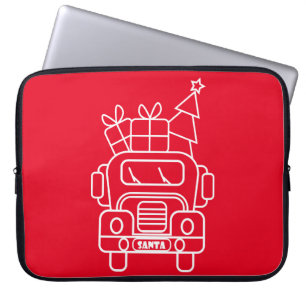 Funda Para Portátil Vista frontal del camión de Navidades de esquema