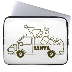 Funda Para Portátil Vista lateral del camión de Navidades de esquema