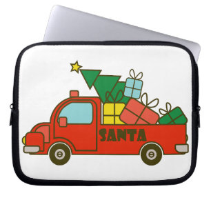 Funda Para Portátil Vista lateral del camión Santa Feliz Navidad