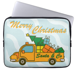 Funda Para Portátil Vista lateral del camión Santa Feliz Navidad