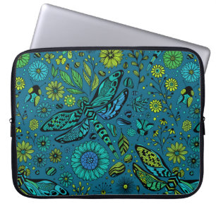 Funda Para Portátil Volar, volar libélula en azul