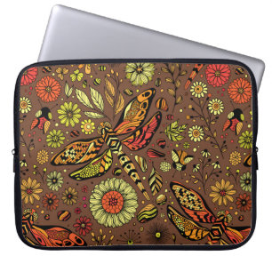 Funda Para Portátil Volar, volar libélula sobre canela marrón