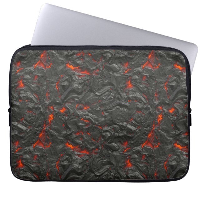 Funda Para Portátil Volcán lava de los molten negro y rojo (Frente)