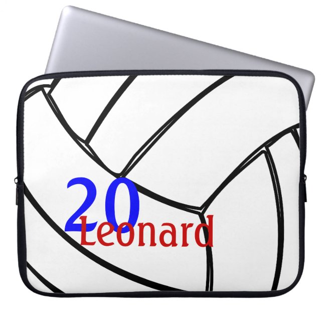 Funda Para Portátil Voleibol con nombre (Frente)