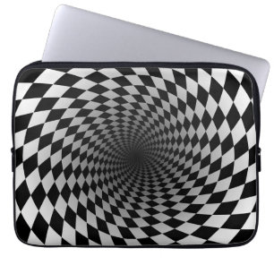 Funda Para Portátil Vórtice de color negro y blanco Ilusión óptica