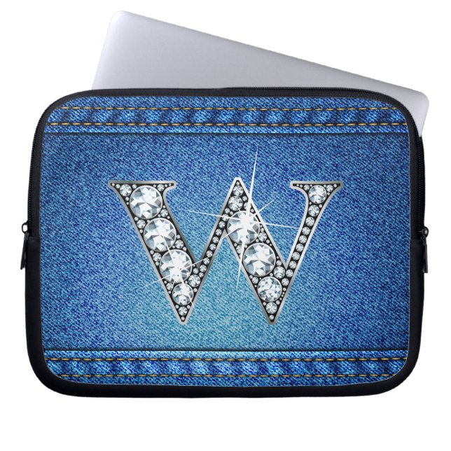 Funda Para Portátil W "Diamante" Denim Stitching Electronics Bag (Frente)