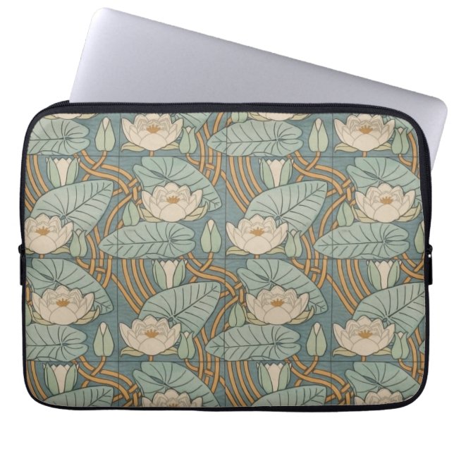 Funda Para Portátil Water Lilies Lily Naturaleza Art Nouveau (Frente)