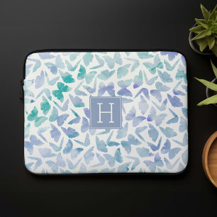 Funda Para Portátil Watercolor Butterflies Monogrammed