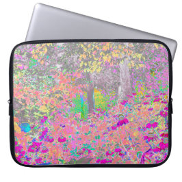 Funda Para Portátil Watercolor Garden Sunrise con flores moradas