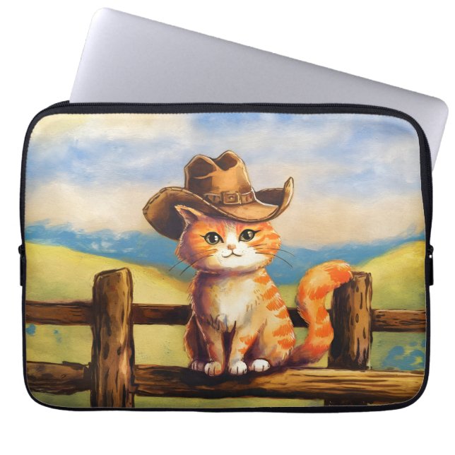 Funda Para Portátil Watercolor Painted Cat Dad (Frente)