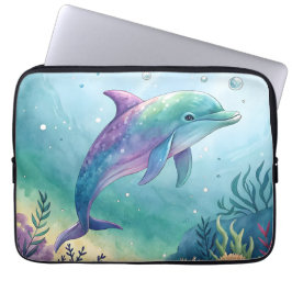Funda Para Portátil Watercolor painted dolphin