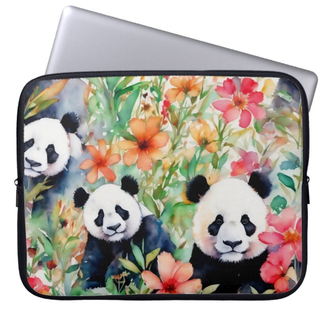 Funda Para Portátil Watercolor Panda Bear (Frente)