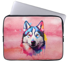 Watercolor Siberian Husky arte colorido