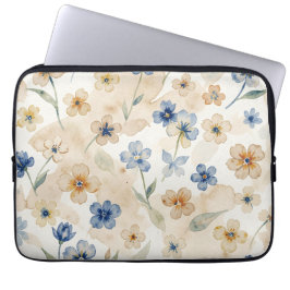 Funda Para Portátil Watercolour Blue and Yellow Floral 