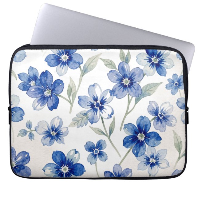 Funda Para Portátil Watercolour Floral Pattern Blue  (Frente)